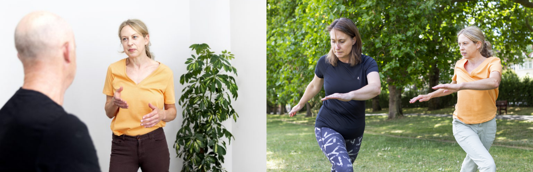 Alison with patient in clinic (left) and with patient in King Edwards rec in Willesden